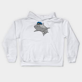 Shark as Police officer Police Kids Hoodie